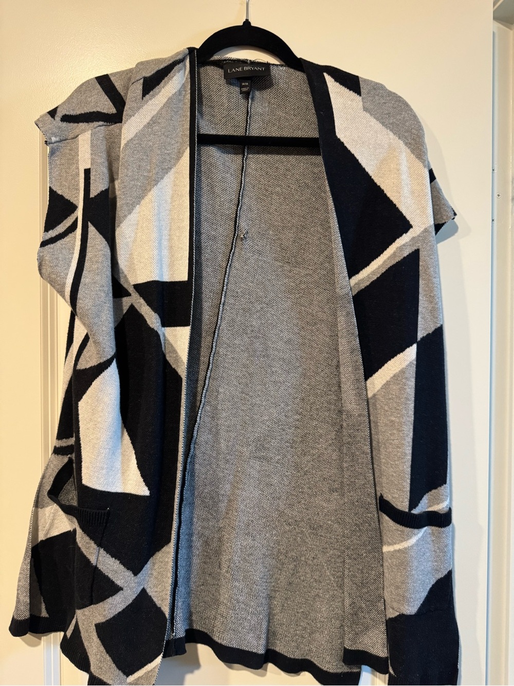 Lane Bryant Two-Tone Knit Cardigan - Black & Gray